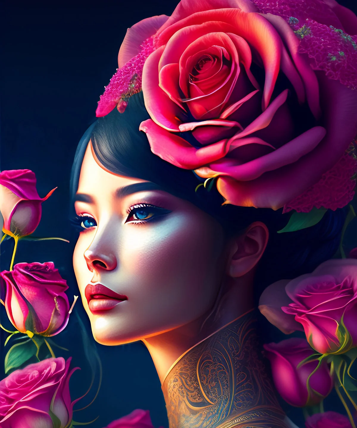 Good Morning Flower Images with Beautiful Lady