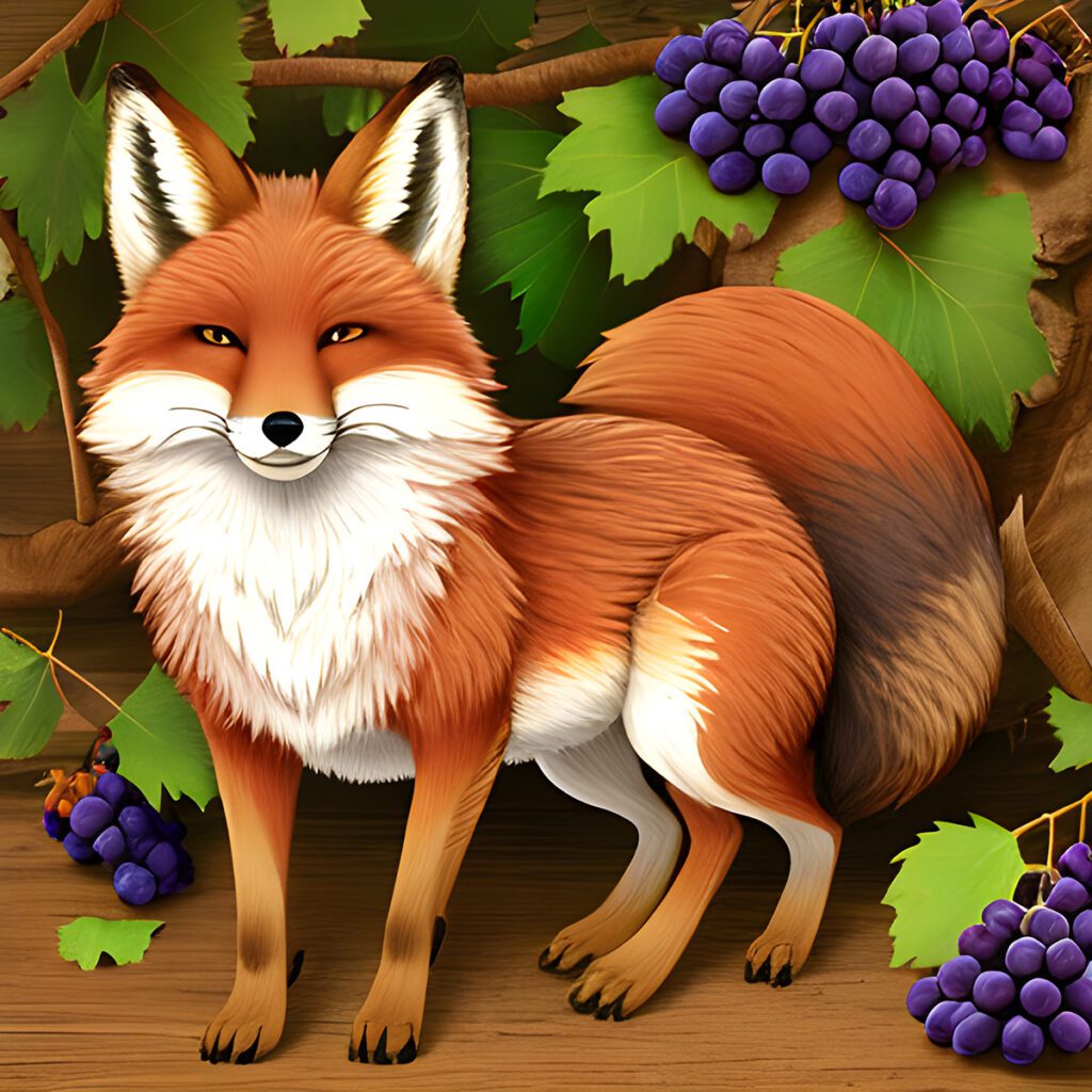 Brown fox and Grapes